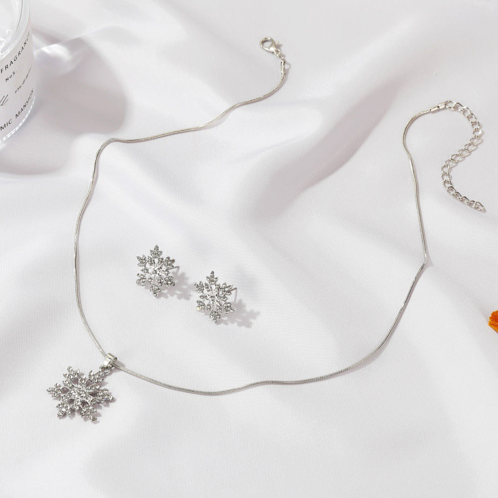 Snowflake Necklace Earrings Christmas Luxury Jewelry Set