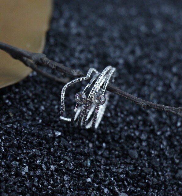 5 Pcs Simple Fashion Wave Pattern Ring Set