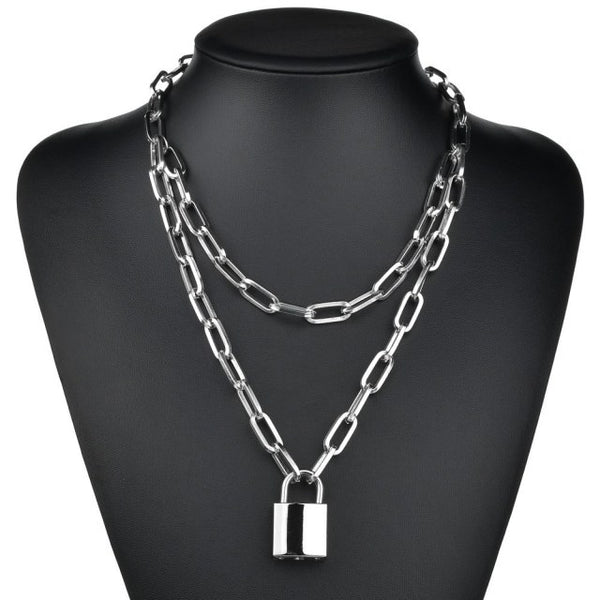 Punk Chain Cross Heart Pendant
