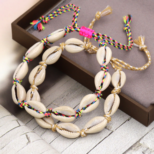 Pulsera de tobillo de concha natural para mujer