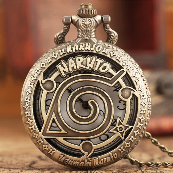 Reloj de bolsillo con colgante de hoja vintage y diseño de anime famoso
