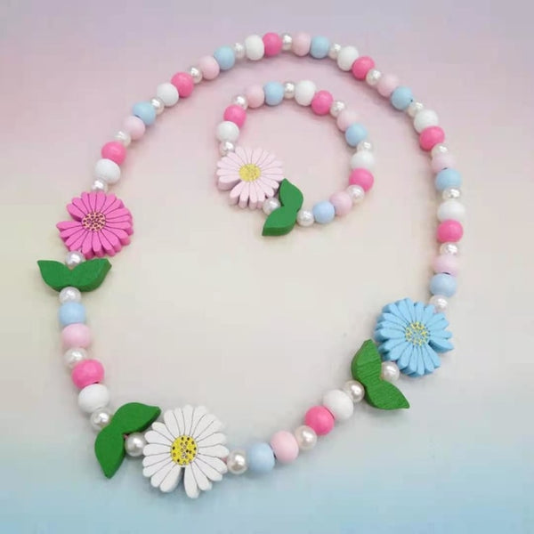 Cartoon Colorful Wooden  Animal Child Sweater Necklace