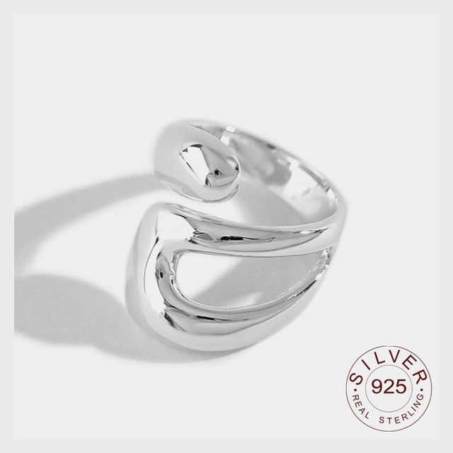 925 Sterling Silver interwave Ring Classic Round Finger Ring