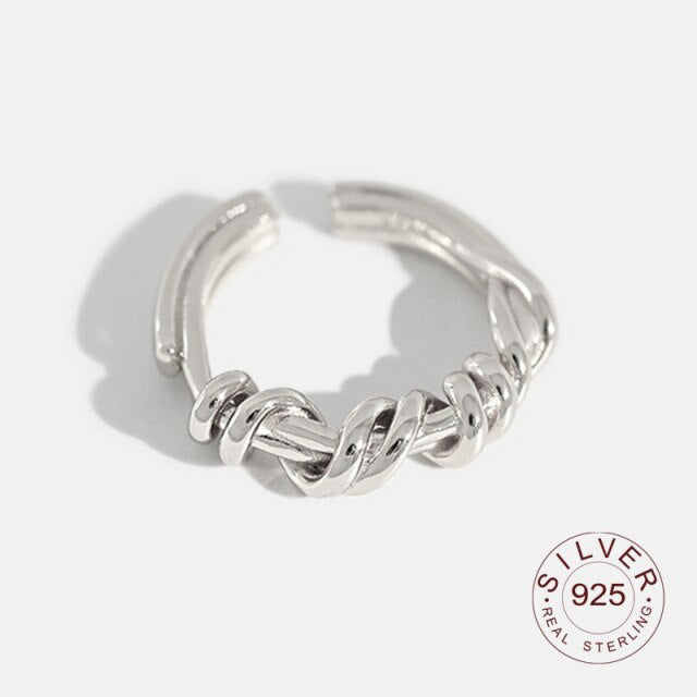 925 Sterling Silver interwave Ring Classic Round Finger Ring