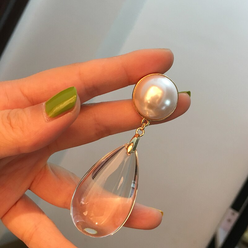 women big waterdrop dangle pearl earring