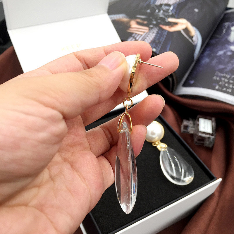 women big waterdrop dangle pearl earring