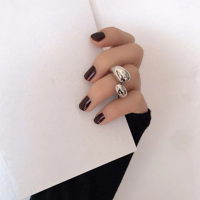 Korean Vintage Metal Silver Color Open Ring