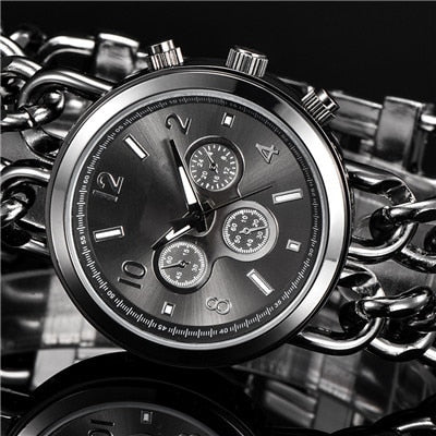 Fashion Bracelet Steel Watch Men Gold Stainless Steel Quartz Wristwatch