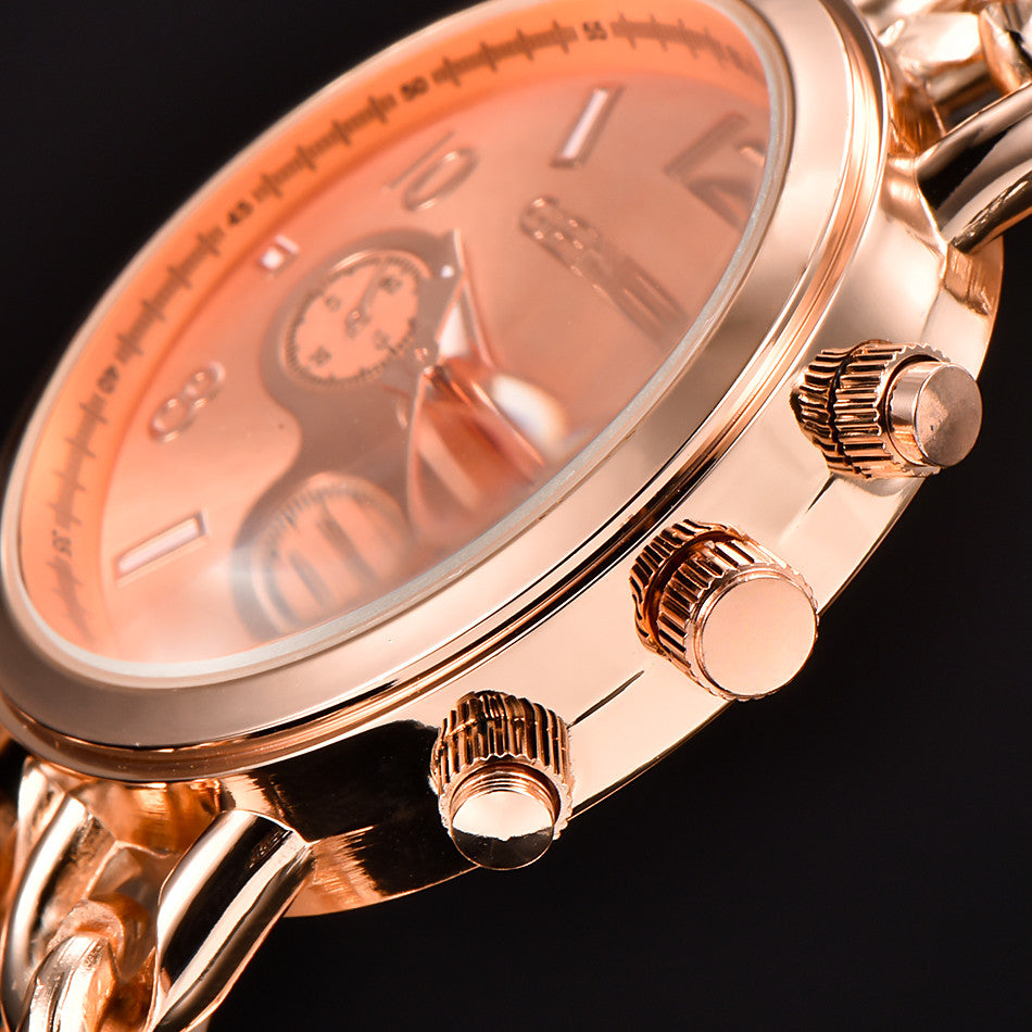 Fashion Bracelet Steel Watch Men Gold Stainless Steel Quartz Wristwatch