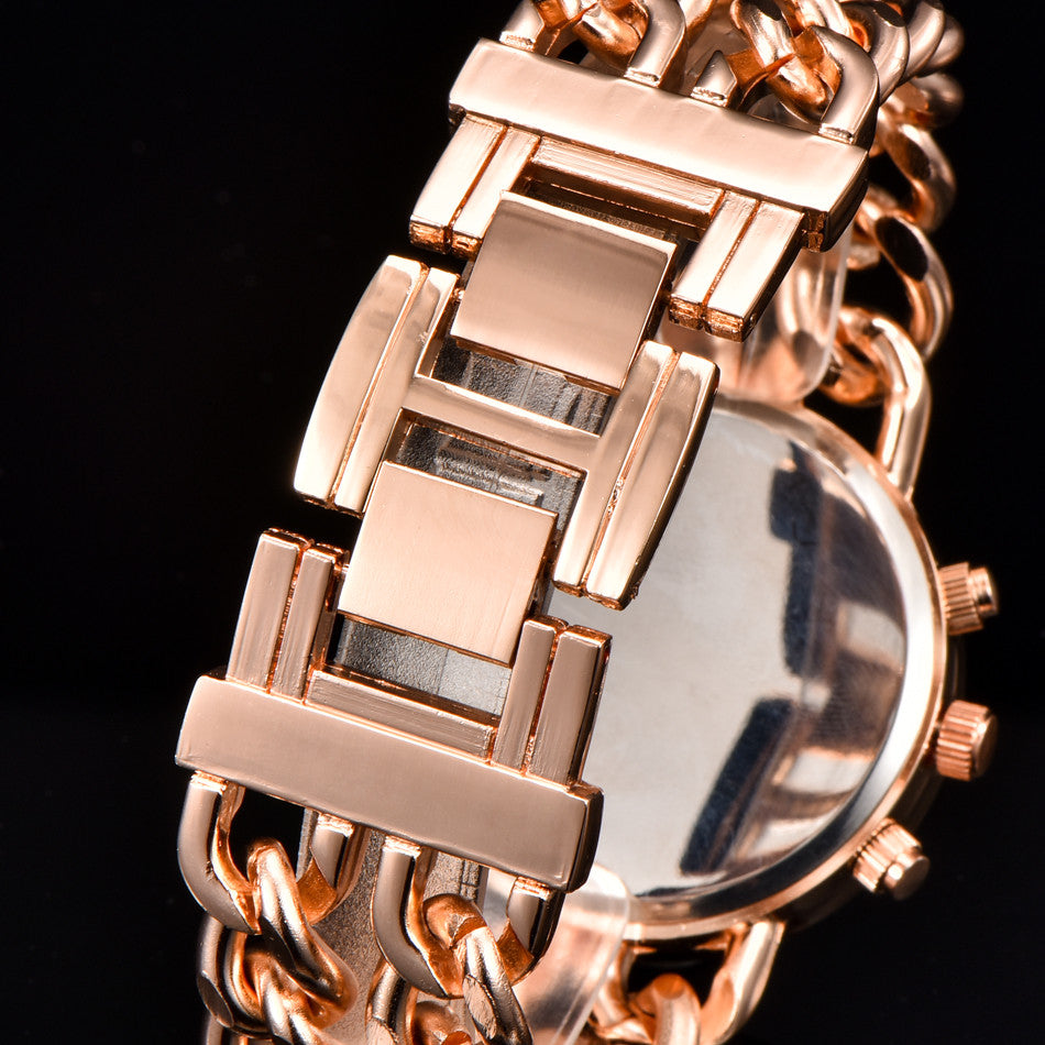 Fashion Bracelet Steel Watch Men Gold Stainless Steel Quartz Wristwatch