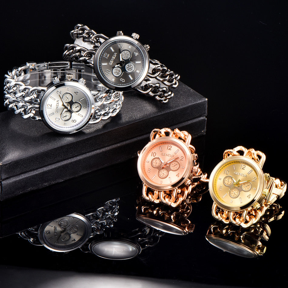 Fashion Bracelet Steel Watch Men Gold Stainless Steel Quartz Wristwatch
