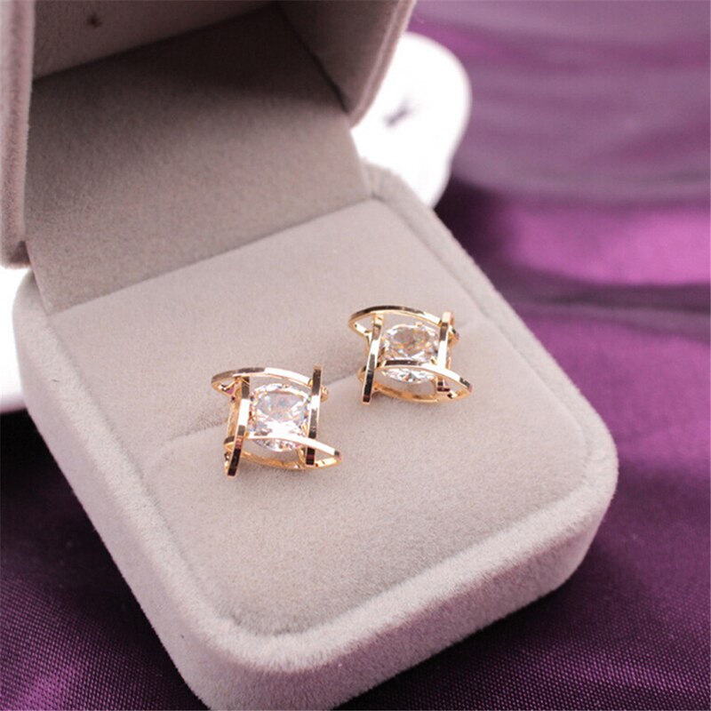 Geometric Hollow Square  Zircon Earrings