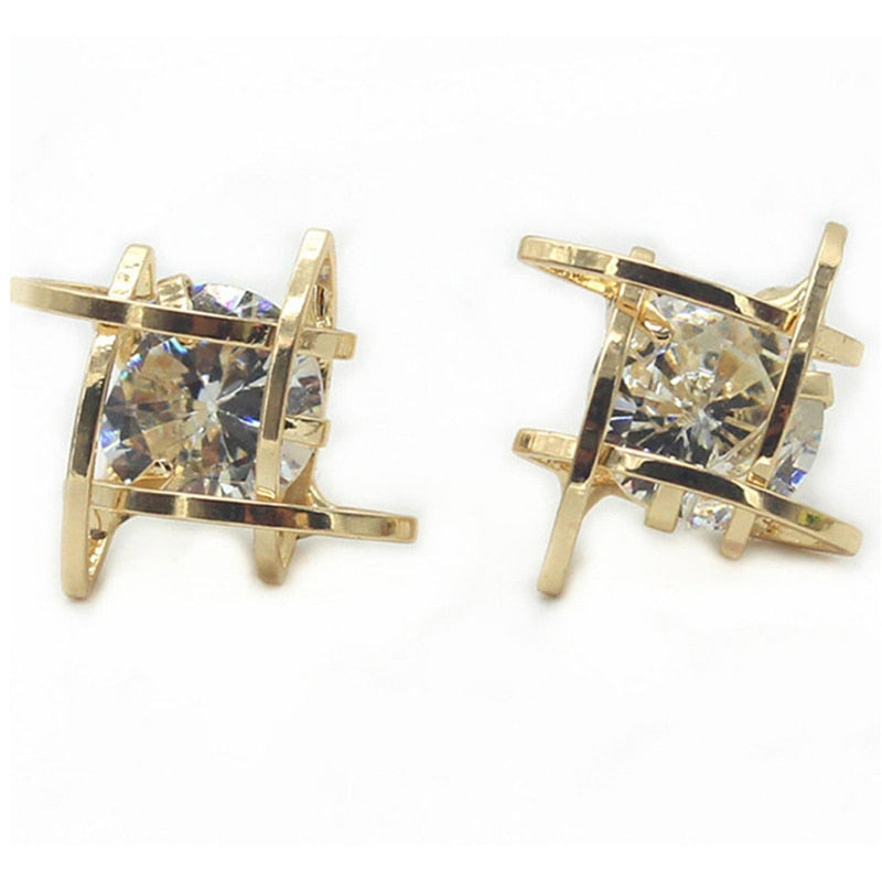 Geometric Hollow Square  Zircon Earrings