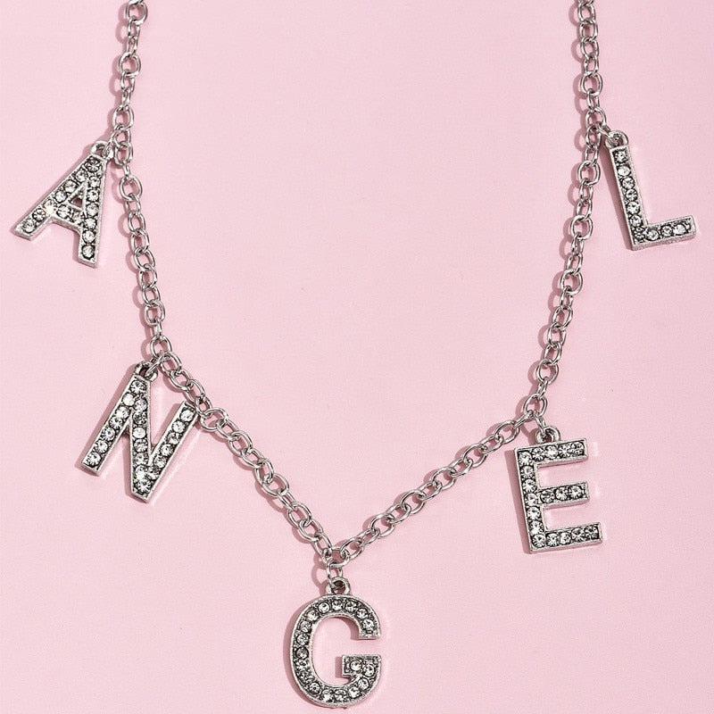 Punk Personality Fashion Rhinestone Letter Necklace