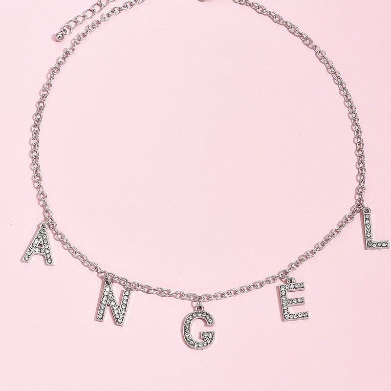 Punk Personality Fashion Rhinestone Letter Necklace