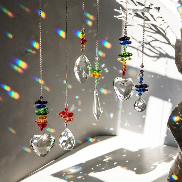 6 Crystals Sun Catcher Hanging Crystal Heart Prisms Suncatchers