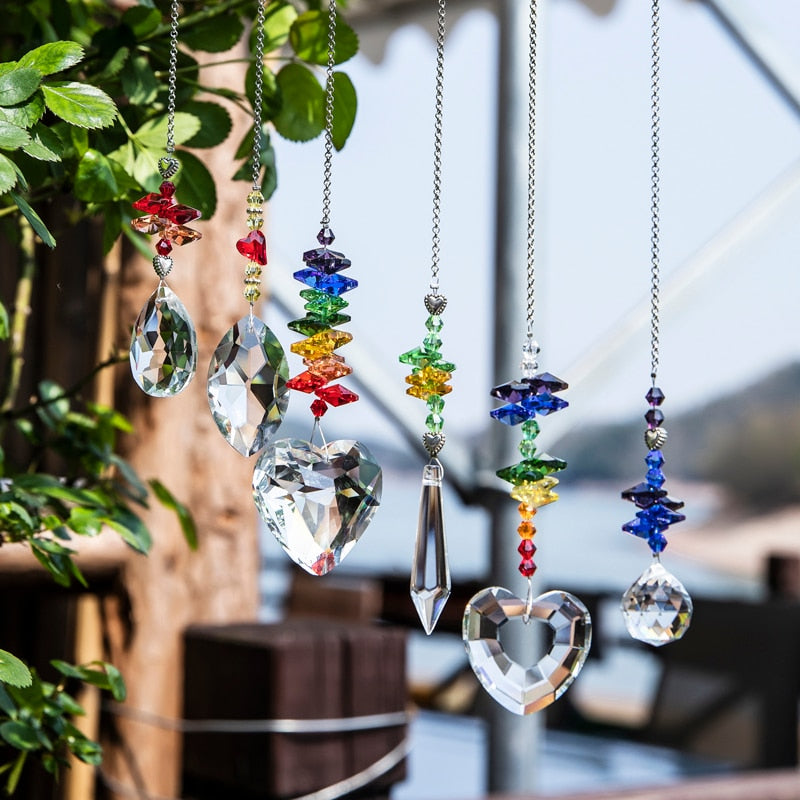 6 Crystals Sun Catcher Hanging Crystal Heart Prisms Suncatchers