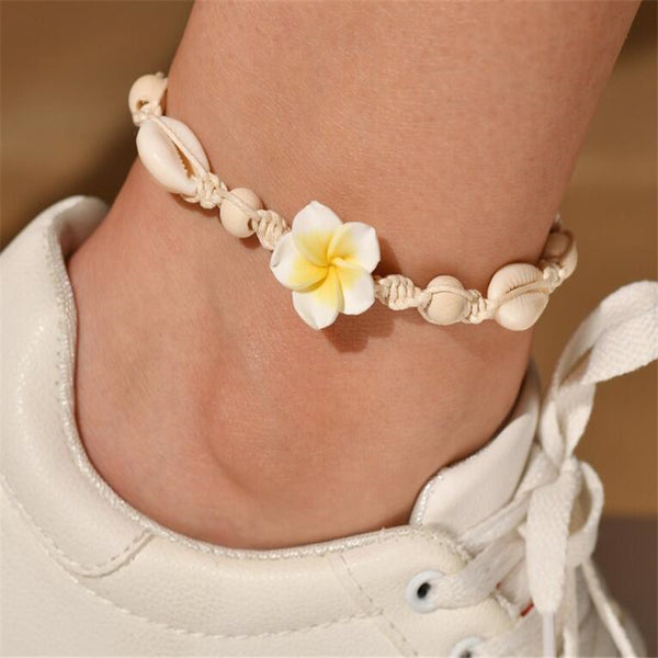 Tobillera de concha marina para mujer, pulsera descalza de playa