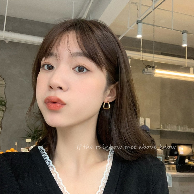 New Korean Metal Round Hoop Earrings