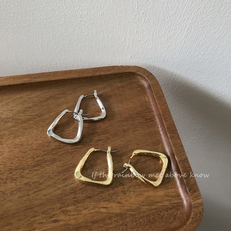 New Korean Metal Round Hoop Earrings