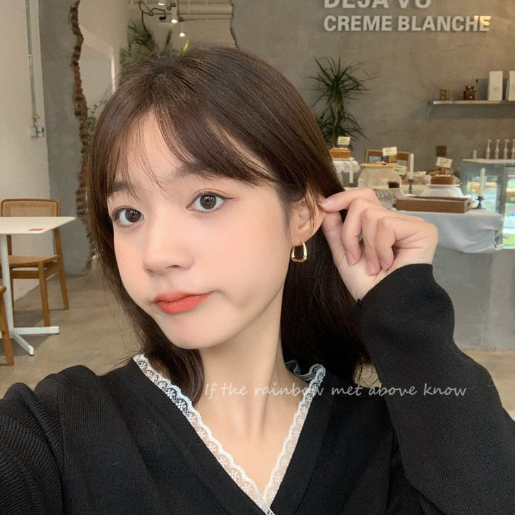 New Korean Metal Round Hoop Earrings