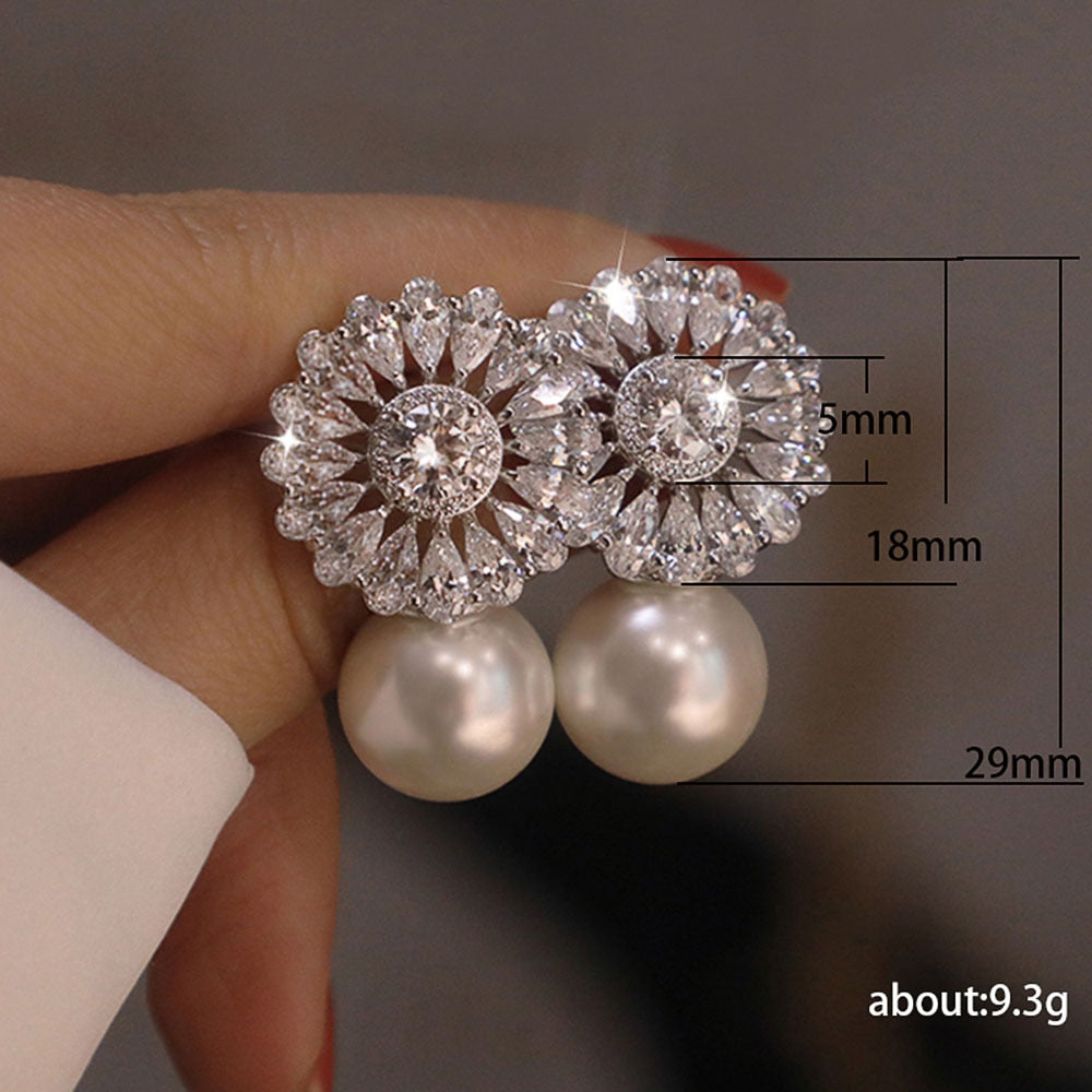 Romantic Women Stud Earrings Imitation Pearl Delicate Female Earring