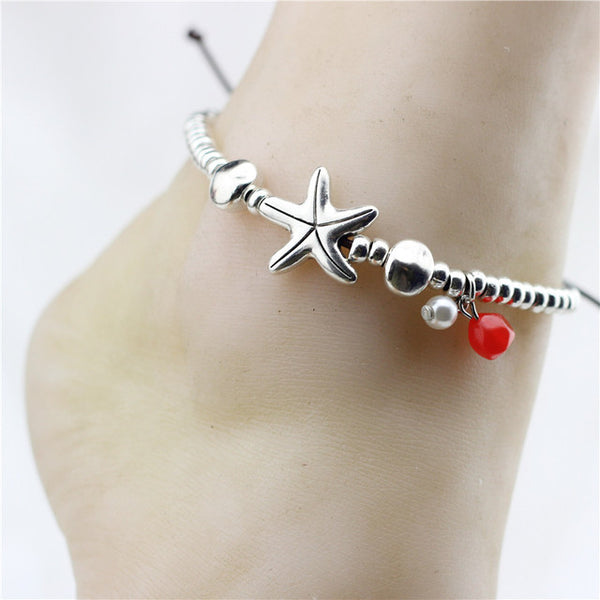 Joyas para pies de verano con dijes de estrellas de mar y océano para mujer