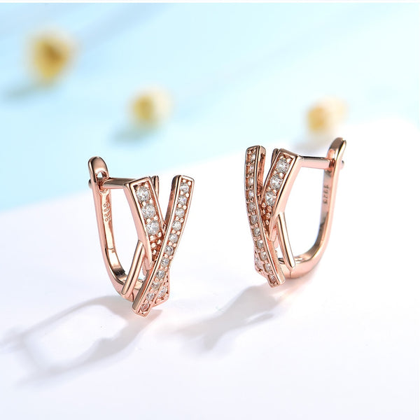 Pendientes de clip de circonita de lujo para mujer, con piedras preciosas, pendientes de plata de ley 925 auténtica.