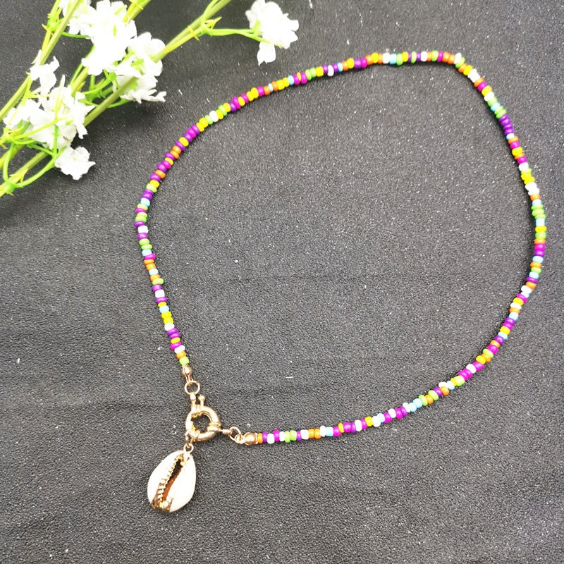 17 Color Bead Choker Necklace