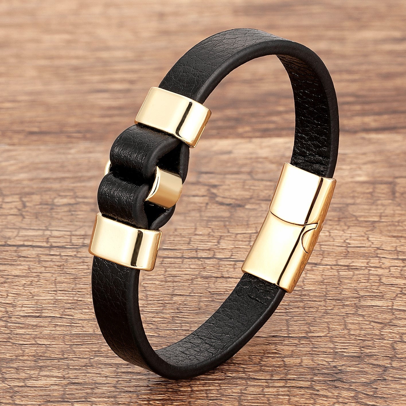 Black Gold Magnetic Clasp Vintage Bangles Men's