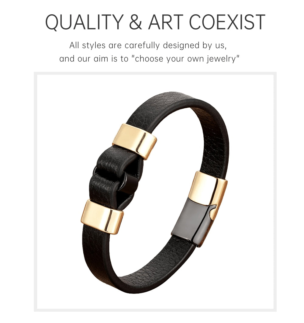 Black Gold Magnetic Clasp Vintage Bangles Men's