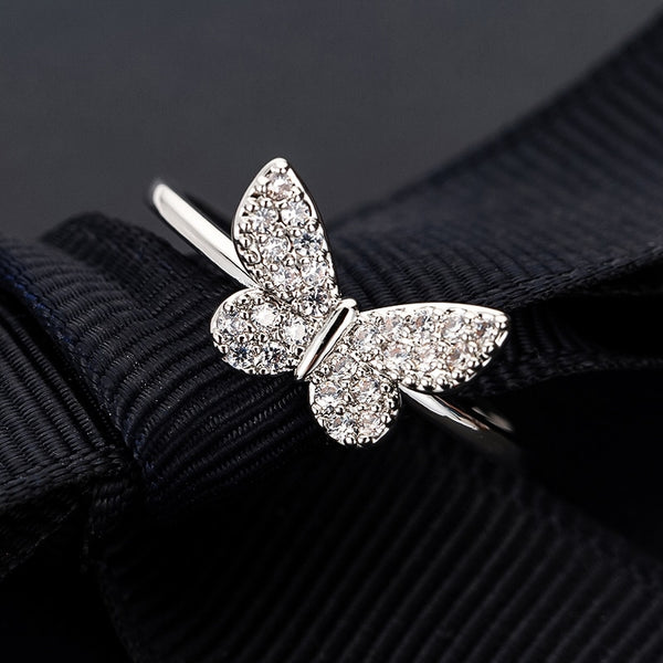 New Design Luxury Shiny Butterfly Wedding Ring For Women