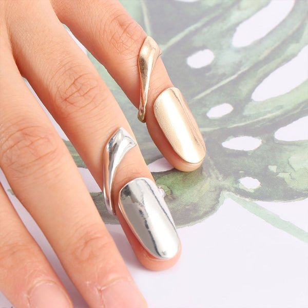 Anillos de dedo de aleación de metal con uñas postizas punk de moda