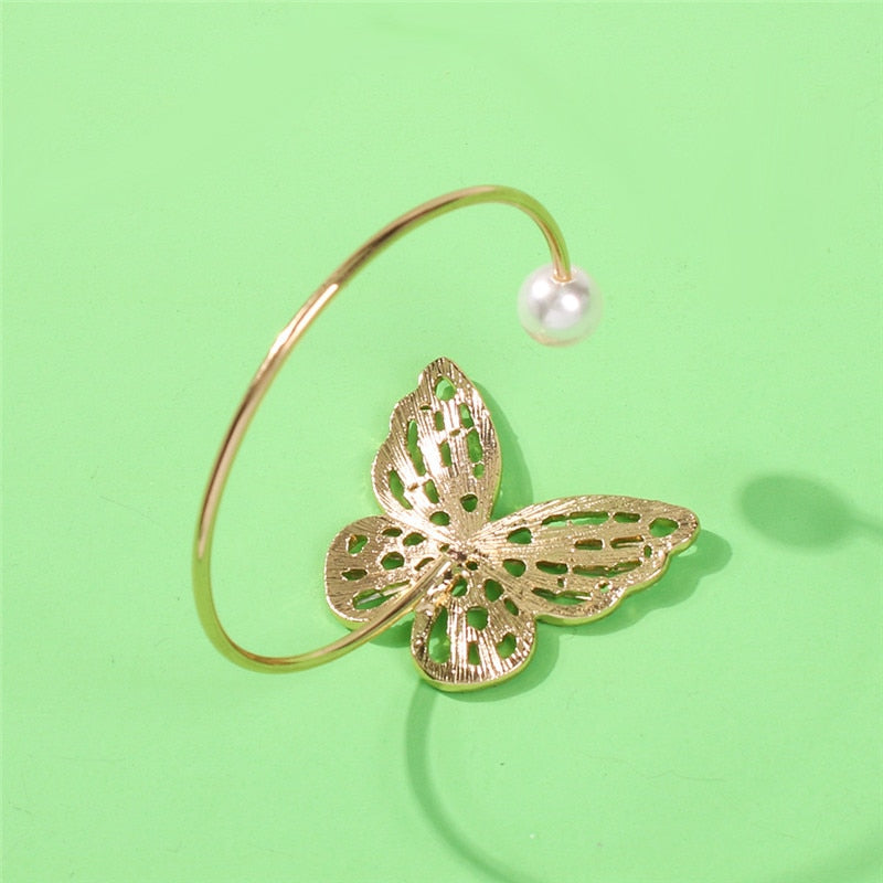 Fashion Rhinestone Big Butterfly Cuff Bracelet For Women