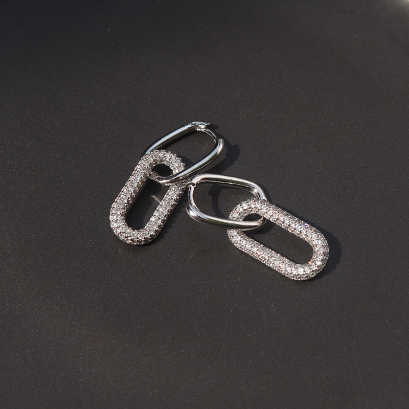 1 Pair fashion gold geometric Oval Rectangle hoop earrings