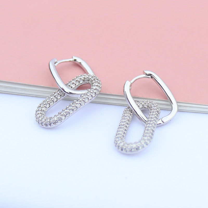 1 Pair fashion gold geometric Oval Rectangle hoop earrings