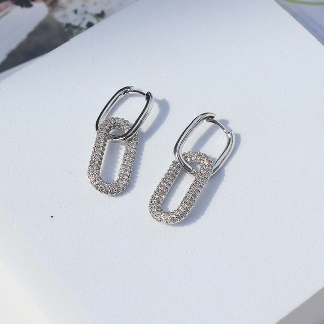 1 Pair fashion gold geometric Oval Rectangle hoop earrings