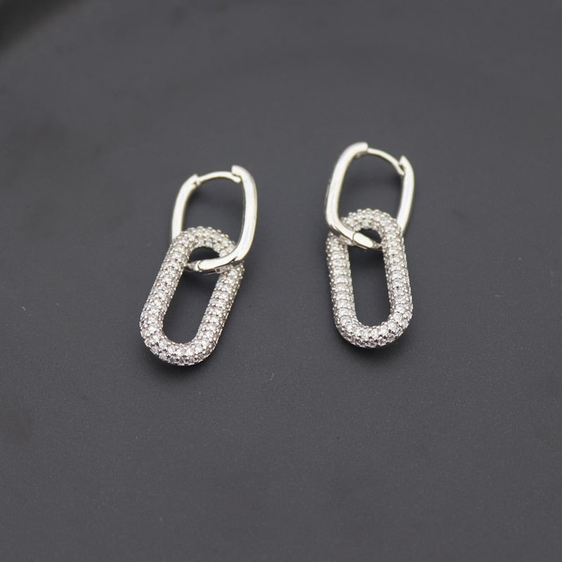 1 Pair fashion gold geometric Oval Rectangle hoop earrings