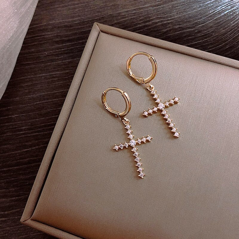 New Shining Cross Dangle Earrings for Women