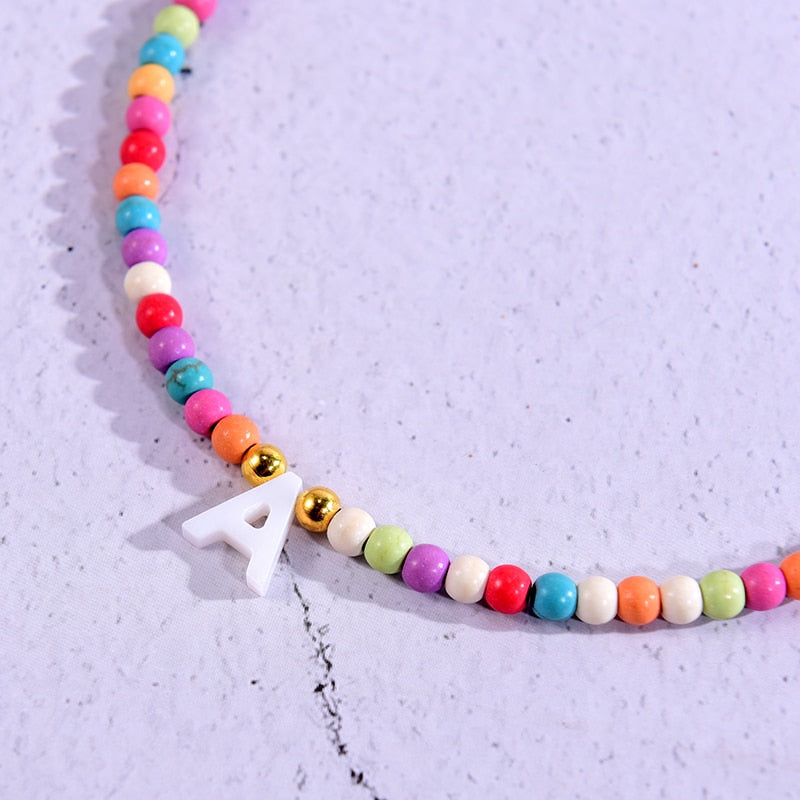 2 Pieces Custom Letter Shell Pendant Necklace