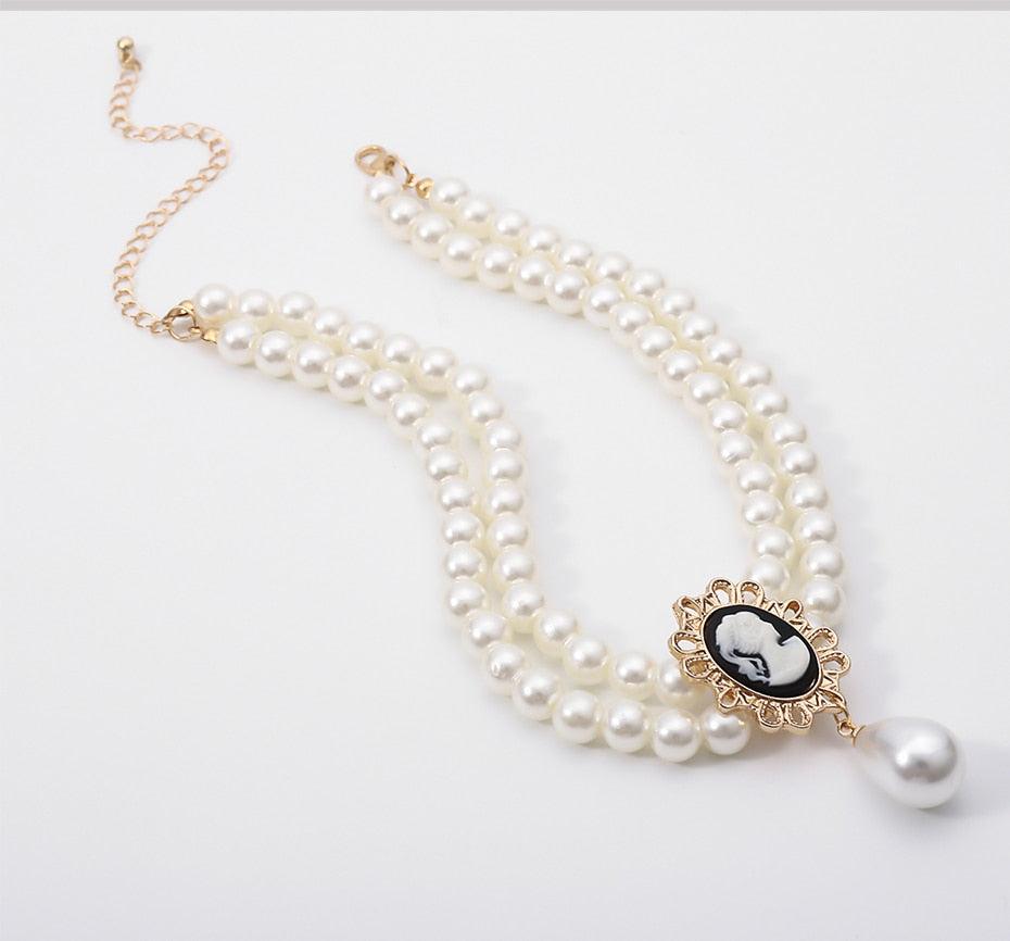 Layered Short Pearl Choker Necklace