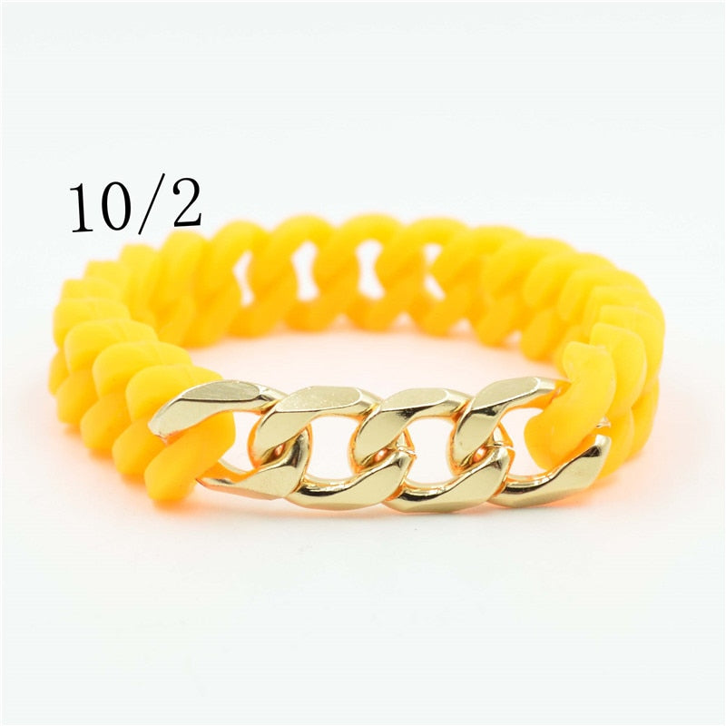 Cuban Chain titanium steel silicone twist  bracelet