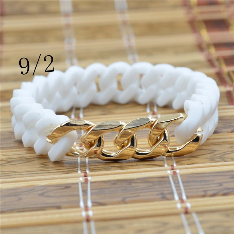 Cuban Chain titanium steel silicone twist  bracelet