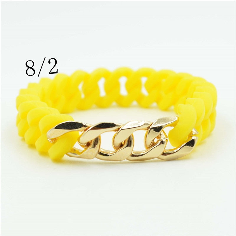 Cuban Chain titanium steel silicone twist  bracelet