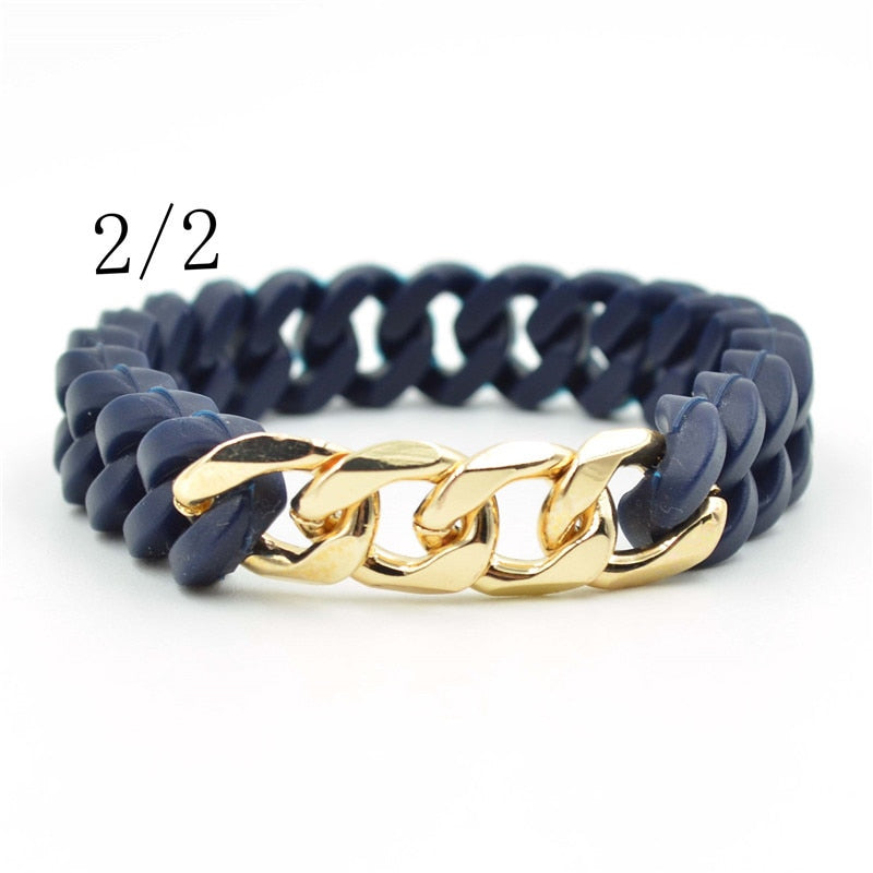 Cuban Chain titanium steel silicone twist  bracelet