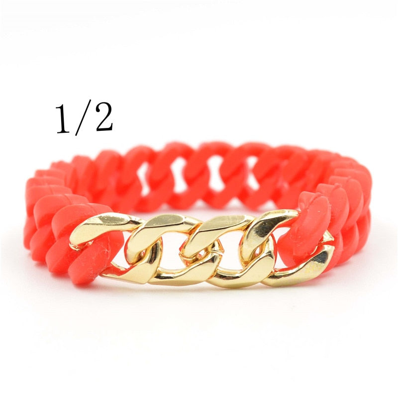 Cuban Chain titanium steel silicone twist  bracelet