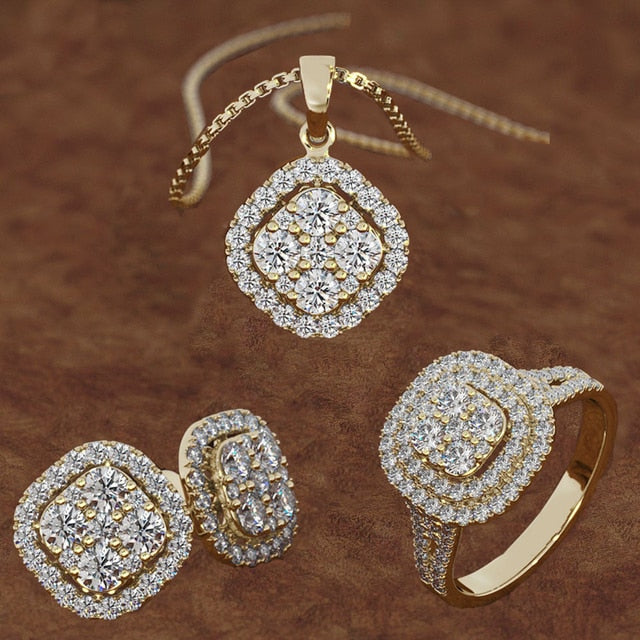 Hearts & Arrows Earrings Necklace Ring Set