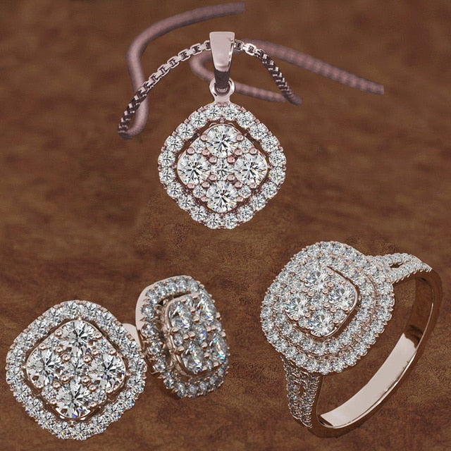 Hearts & Arrows Earrings Necklace Ring Set