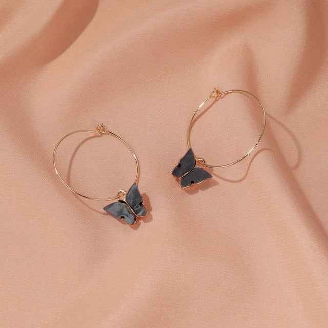 Korean Retro Acrylic Butterfly Earrings