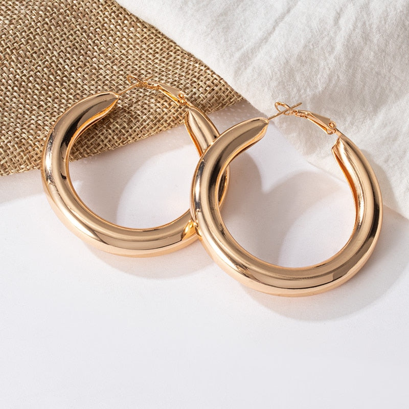 Fashion Gold Big Hoop Twisted Earrings